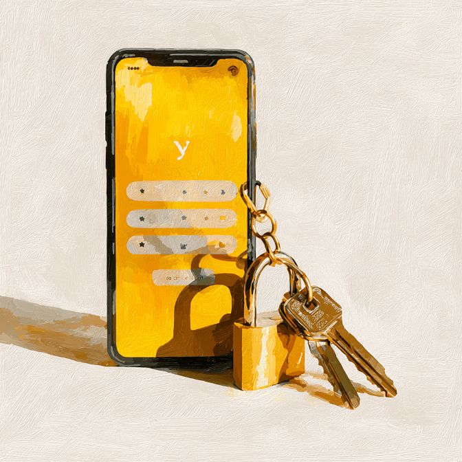 telefon zabezpieczony dodatkowo kłódką