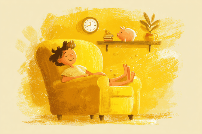 człowiek siedzi na fotel i spokojnie czeka