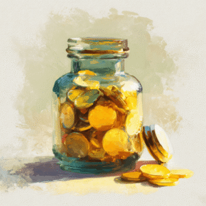 słoik z oszczędnościami