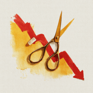 nożyczki na tle trendu spadkowego